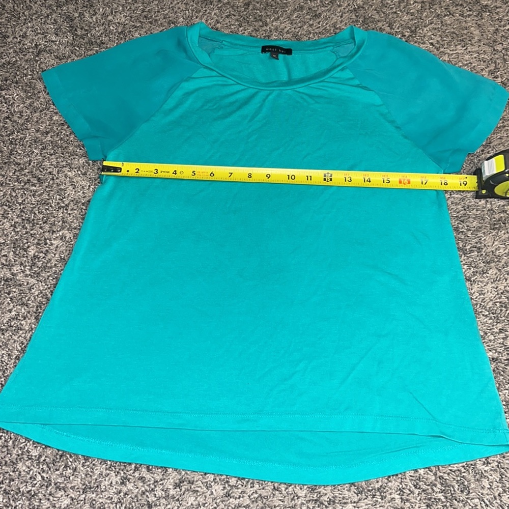 Womens shirt sheer sleeve green top size medium